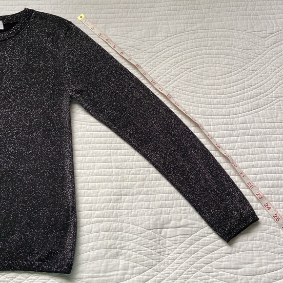 & Other Stories Metallic Knit Crewneck Sweater Black Silver Small - Picture 14 of 17